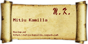 Mitiu Kamilla névjegykártya